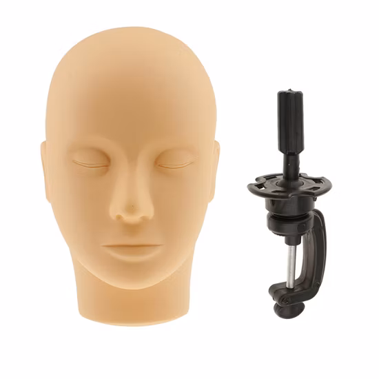 Tête de Mannequin de pratique de Massage de cils en Silicone + support à pince de Table de bureau