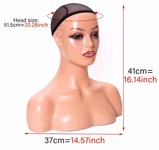 Tête de mannequin femme réaliste avec épaule pour afficher des perruques